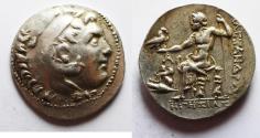 Ancient Coins - Unpublished magistrate: Macedonian Kings. Alexander III the Great (336-323 BC). AR tetradrachm (32mm, 17.00g). Posthumous issue of Chios.Struck c. 190-165 BC.