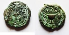 Ancient Coins - JUDAEA, Jewish War. 66-70 CE. Æ Eighth Shekel .