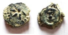 Ancient Coins - AS FOUND: 	Judaea, Alexander Jannaeus, 103-76 BC, AE Prutot (Biblical Widow's Mites).