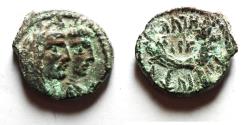 Ancient Coins - NABATAEA. Aretas IV, with Shaqilat. 9 BC- AD 40. AE 18