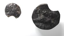 Ancient Coins - ;Apparently unpublished with this letter: Arabia Felix. Saba’. Mid-fourth-second century BC. AR eighth unit (7mm, 0.35g).