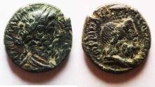 Ancient Coins - BEAUTIFUL EXAMPLE: SAMARIA, Caesarea Maritima. Marcus Aurelius, 161-180 AD. Serapis. AE 23