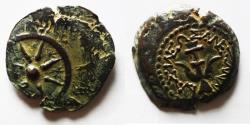 Ancient Coins - Judaea, Alexander Jannaeus, 103-76 BC, AE Prutot (Biblical Widow's Mites).