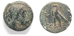 Ancient Coins - Ptolemaic Kings. Ptolemy II Philadelphos (285-246 BC). AE hemiobol (18mm, 5.70g). Uncertain mint. Struck c. 266-261 BC.