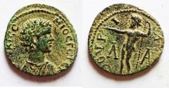 Ancient Coins - Apparently unpublished: Messenia. Thuria under Geta, as Caesar (AD 198-209). AE assarion (21mm, 4.07g).