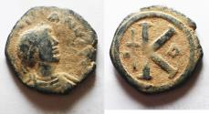 Ancient Coins - BYZANTINE. Justinian I, HALF Follis. 543-544.