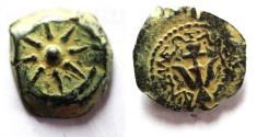 Ancient Coins - LARGE PRUTAH Judaea, Alexander Jannaeus, 103-76 BC, AE Prutah (Biblical Widow's Mites).