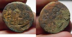 Ancient Coins - BYZANTINE. JUSTIN II & SOPHIA HALF FOLLIS