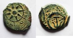 Ancient Coins - Judaea, Alexander Jannaeus, 103-76 BC, AE Prutot (Biblical Widow's Mites).