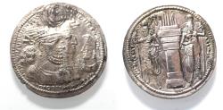 Ancient Coins - SASANIAN KINGS. Vahr?m (Bahram) II, with Queen and Prince 4. AD 276-293. AR Drachm