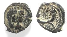 Ancient Coins - NABATAEA. Aretas IV, with Shaqilat. 9 BC- AD 40. AE 19