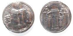 Ancient Coins - SASANIAN KINGS. Vahrām (Bahram) II, with Queen and Prince 4. AD 276-293. AR Drachm