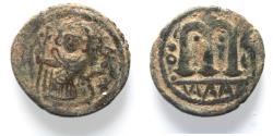 World Coins - Islamic. Umayyad Caliphate. AE fals (27mm, 5.06g), Arab-Byzantine series.”Pseudo-Damascus” mint. Struck c. AD 680-700.