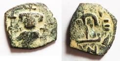 World Coins - ARAB-BYZANTINE AE FALS IMITATING CONSTANS II AE FOLLIS