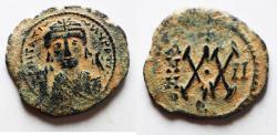 Ancient Coins - Maurice Tiberius AE HALF FOLLIS