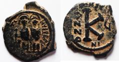 Ancient Coins - BYZANTINE. Justin II with Sophia, 565 - 578 AD, AE Half Follis