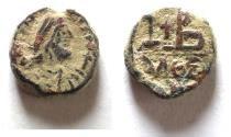 Ancient Coins - Byzantine. Justin I (D 518-527.). Æ 12 Nummi. Alexandria Mint.  ORIGINAL DESERT PATINA