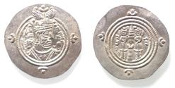 Ancient Coins - CHOICE QUALITY: Sasanian Kingdom. Khusru II. A.D. 591-628. AR drachm.