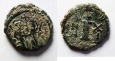 Ancient Coins - BYZANTINE. Justin II with Sophia, 565 - 578 AD, AE DECANUMMIUM