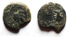 Ancient Coins - IRREGULAR STRIKE: Judaea. Jewish War. First Revolt. AE Prutah. Year 2. 67/68 C.E.