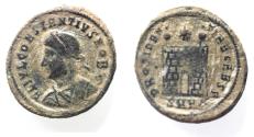 Ancient Coins - AS FOUND. CONSTANTIUS II AE FOLLIS. CAMP GATE