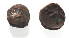 Ancient Coins - Arabia Felix. Hadhramawt. First century BC-first century AD. Cast AE 11mm, 1.75g. Shaqar mint.