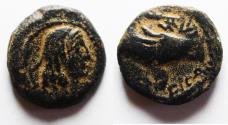 Ancient Coins - Nabataean Kingdom. Malichus I (60-30 BC) AE 16mm, 3.60g. Petra mint. Struck in regnal year 28 (32/1 BC).