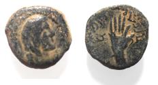 Ancient Coins - Arabia. Nabataean Kings. Malichos I (95/8-30 BC). AE 16mm, 3.43g. Petra mint. Struck in regnal year 28 (32/1 BC).