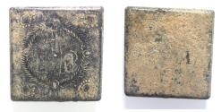 Ancient Coins - SILVER INLAID: BYZANTINE 6TH CENTRY A.D. BRONZE WEIGHT OF 3 NUMISMATA
