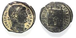 Ancient Coins - AS FOUND. CONSTANTINE I AE FOLLIS. CAMP GATE