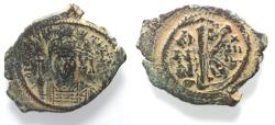 Ancient Coins - Byzantine. Maurice Tiberius AE Half Follis