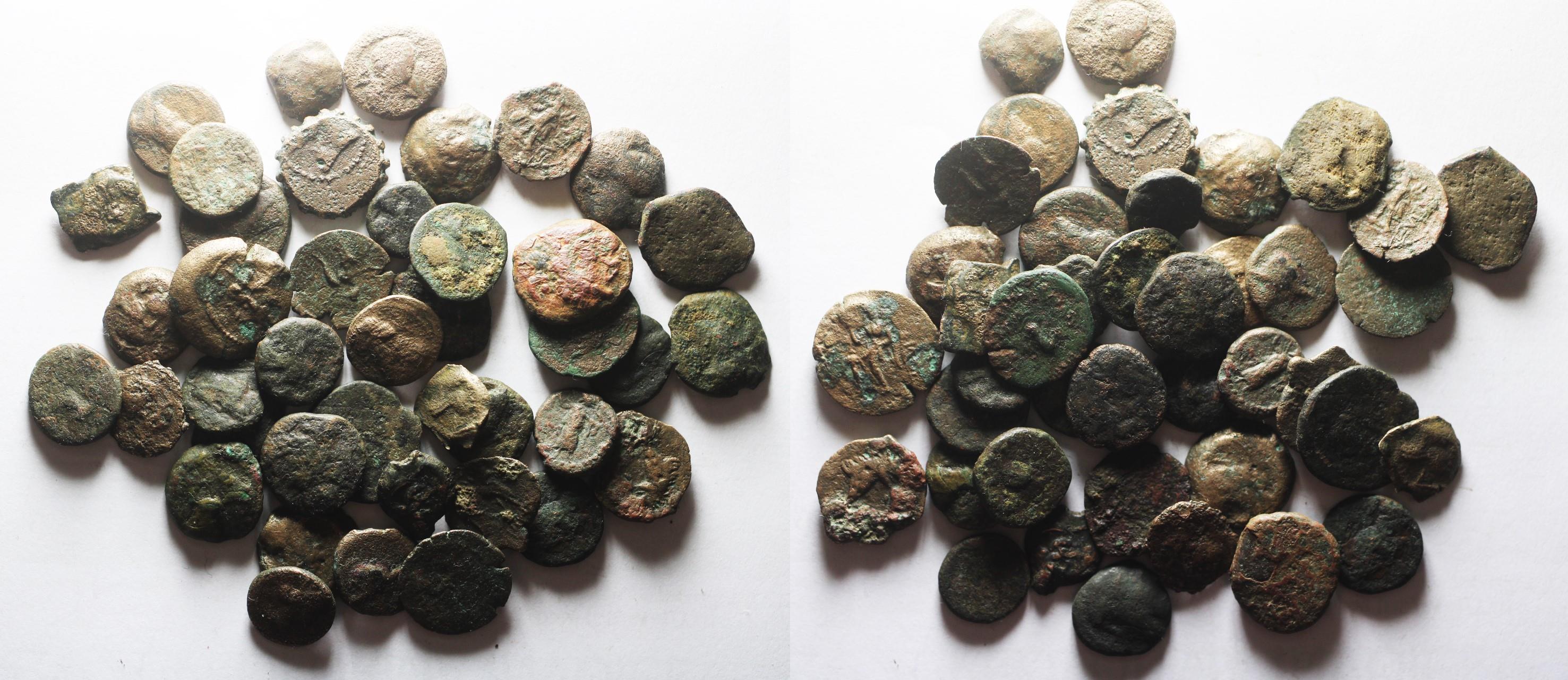 PARTHIA LOT OF 41 BRONZE COINS. NEEDS FURTHER CLEANING Ancient