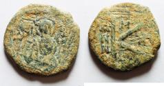 Ancient Coins - AS FOUND: Justin II with Sophia, 565 - 578 AD, AE HALF Follis