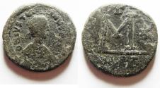 Ancient Coins - BYZANTINE. Justinian I (AD 527-565). AE follis.  Carthage mint. Struck 534-539.