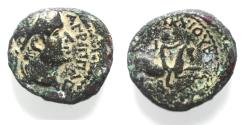 Ancient Coins - JUDAEA, Herodians. Agrippa I. 37-43 CE. Æ 20. Caesarea Paneas mint. Dated RY 2 (37/8 CE).