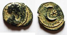 Ancient Coins - Possibly unpublished: ROMAN PROVINCIAL. Mesopotamia. Carrhae under Caracalla(?) (AD 198-217). AE 16 mm, 2.52 g.