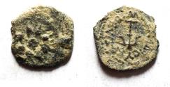 Ancient Coins - AS FOUND: Judaea, Alexander Jannaeus, 103-76 BC, AE Prutot (Biblical Widow's Mites).