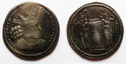 Ancient Coins - Sasanian Empire. Shapur I (AD 273-276). AR drachm (26mm, 3.58g). Mint I ("Ctesiphon”).