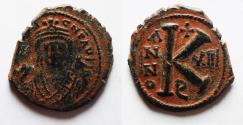 Ancient Coins - Maurice Tiberius AE HALF FOLLIS