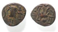 Ancient Coins - Arabia Felix. Himyarite Kingdom. 100 - 300 A.D. Rare copper Bucranium coin.