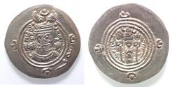 Ancient Coins - CHOICE QUALITY: Sasanian Kingdom. Khusru II. A.D. 591-628. AR drachm.