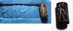 Ancient Coins - ANCIENT NEO-ASSYRIAN . STONE CYLINDER SEAL. 700 B.C
