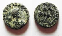 Ancient Coins - ROMAN IMPERIAL. Theodosius I (AD 379-395). AE centenionalis (14mm, 2.67). Uncertain mint, Struck AD 393-395. 