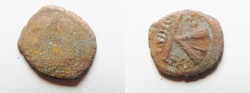 World Coins - ISLAMIC. Ummayad caliphate. Arab-Byzantine series. AE  fals (20mm, 4.59g). Baysan (Scythopolis) mint. Struck c. AD 650-700.
