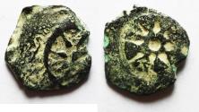 Ancient Coins - BROKAGE: 	Judaea, Alexander Jannaeus, 103-76 BC, AE Prutot (Biblical Widow's Mites).