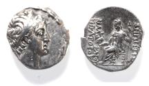 Ancient Coins - Seleukid Kings. Demetrios II Nikator (first reign, 145-138 BC). AR drachm (16mm, 3.97g). Seleukeia on the Tigris mint.