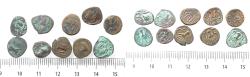 Ancient Coins - LOT OF 10 AS FOUND: Arabia Felix. Himyarite Kingdom. 100 - 300 A.D. Rare copper Bucranium coins.