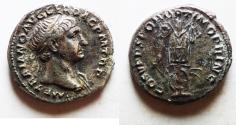 Ancient Coins - CHOICE EF: Trajan. AD 98-117. AR Denarius . Rome mint. Struck circa AD 107-108.