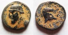 Ancient Coins - Parthian Empire. Mithradates II (121-91 BC). AE dichalkon (17mm, 3.74g). Rhagae mint. Struck c. 119-109 BC.