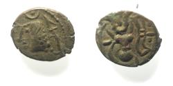 Ancient Coins - Arabia Felix. Himyarite Kingdom. 100 - 300 A.D. Rare copper Bucranium coin.